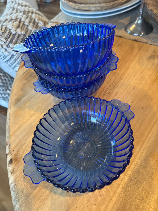 Set of 5 cobalt blue dishes