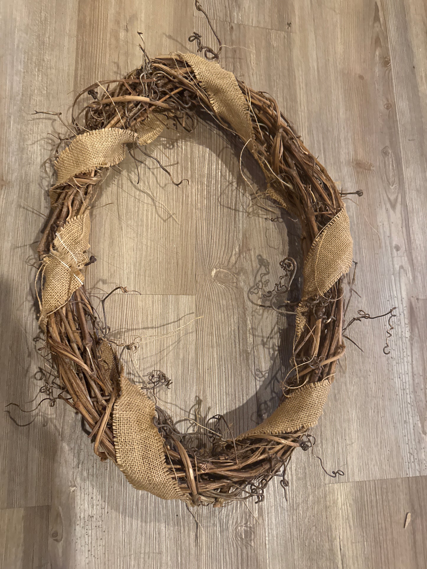 Grape vine and Burlap wreath