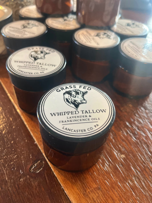 Grass fed whipped tallow with lavender and frankincense oils